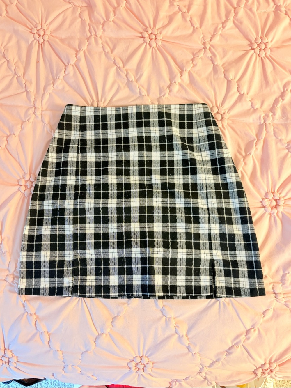 Brandy Melville Black and White Plaid Gingham Mini Skirt